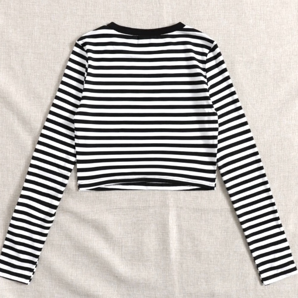 Striped Long Sleeve Crop Top